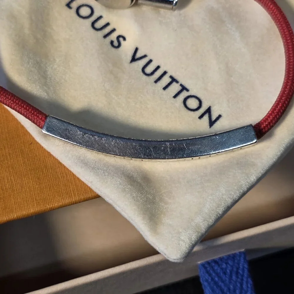 Louis Vuitton Adjustable Bracelet Space Lv M67418 Red W/ Cover & Box